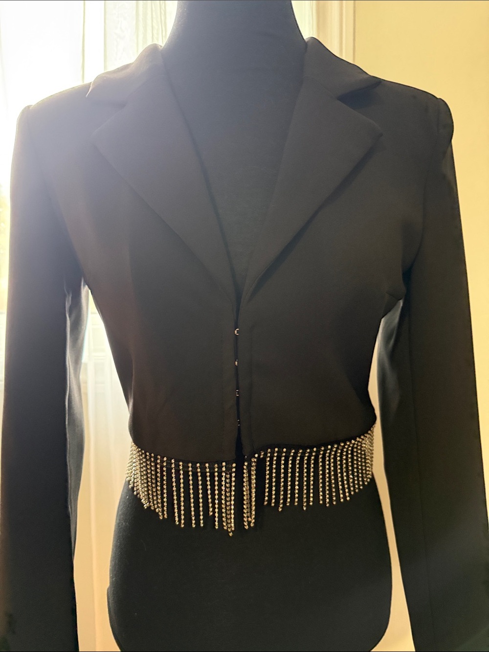 Zara Rhinestone V-Neck Blazer Top - Picture 7 of 7